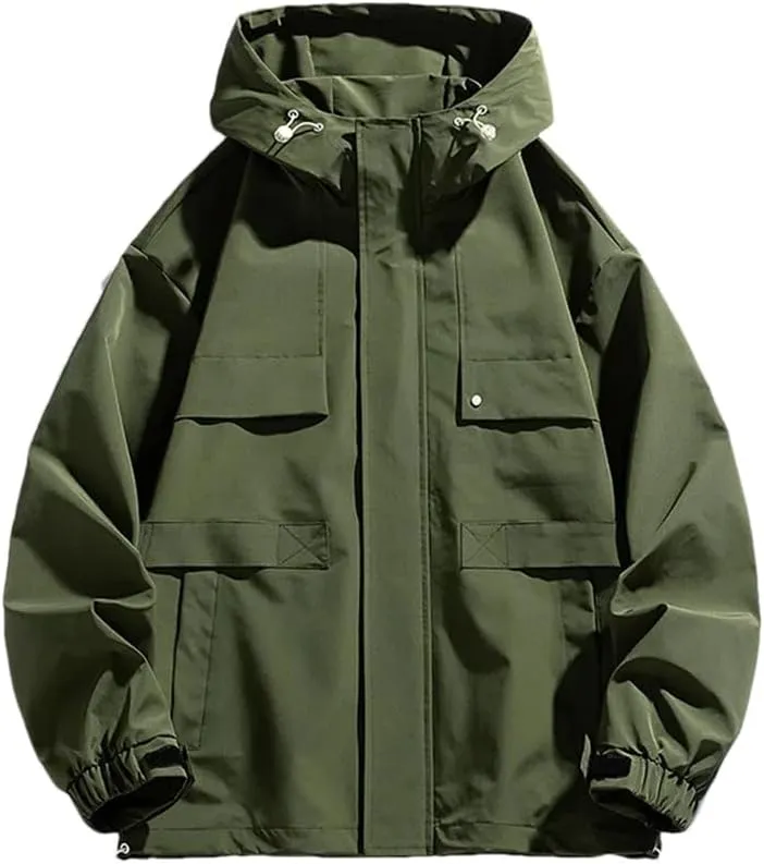 Dvbfufv Men Spring Autumn Jackets Men Outdoor Oversize Hooded Jackets