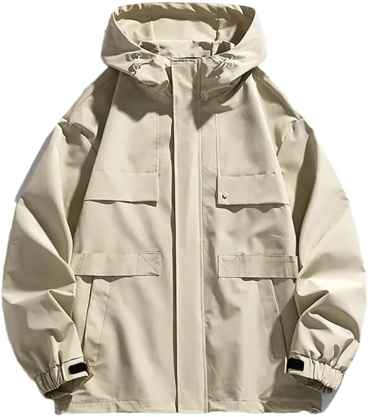 Dvbfufv Men Spring Autumn Jackets Men Outdoor Oversize Hooded Jackets