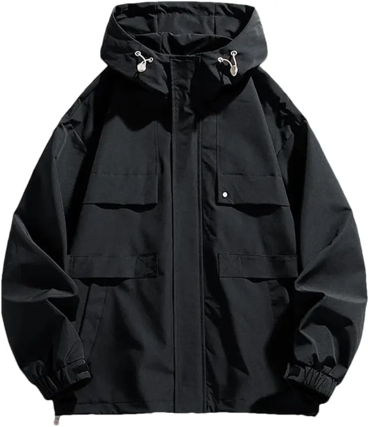 Dvbfufv Men Spring Autumn Jackets Men Outdoor Oversize Hooded Jackets