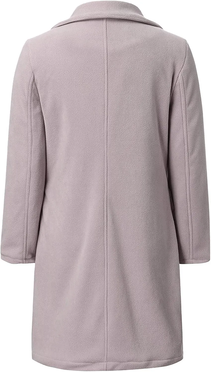 Fall Trench Coats for Women 2024 Casual Notch Lapel Single-Breasted Pea Coats Wool Blend Warm Winter Coats