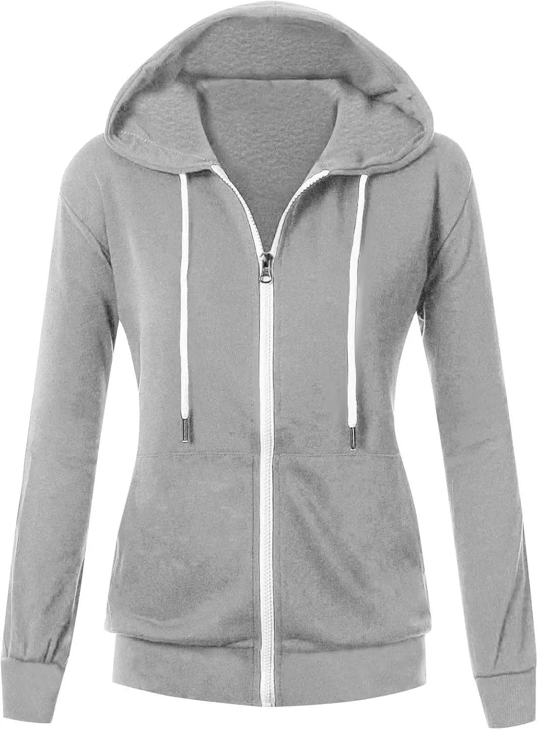 Fall Winter Hooded Jacket for Women Casual Long Sleeve Drawstring Coats with Pocket Trendy Zipper Thumb Hole Jacket