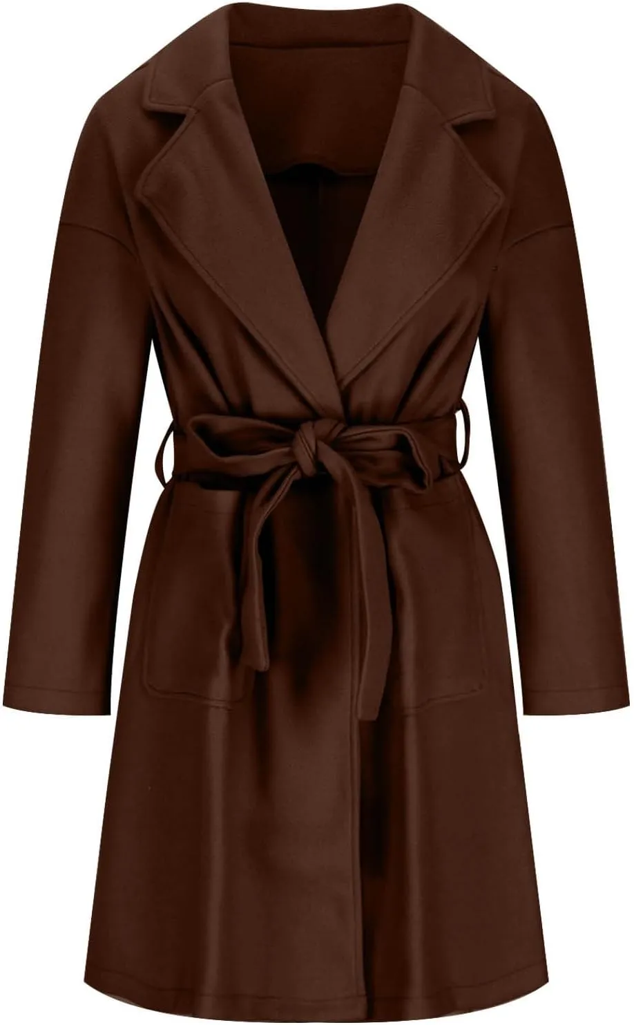fartey Womens Winter Coats Wool Blend Pea Coats Casual Notch Lapel Double-Breasted Mid Trench Coats Overcoats Outwear