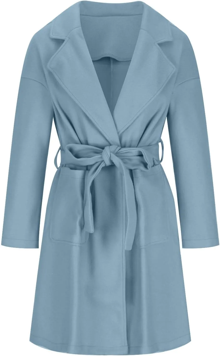 fartey Womens Winter Coats Wool Blend Pea Coats Casual Notch Lapel Double-Breasted Mid Trench Coats Overcoats Outwear