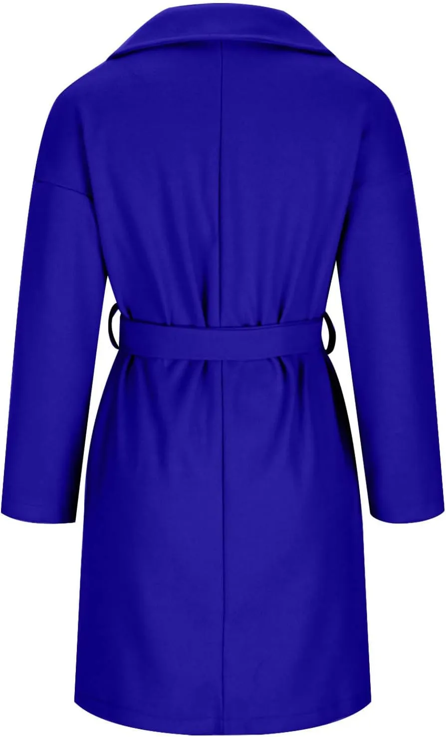 fartey Womens Winter Coats Wool Blend Pea Coats Casual Notch Lapel Double-Breasted Mid Trench Coats Overcoats Outwear