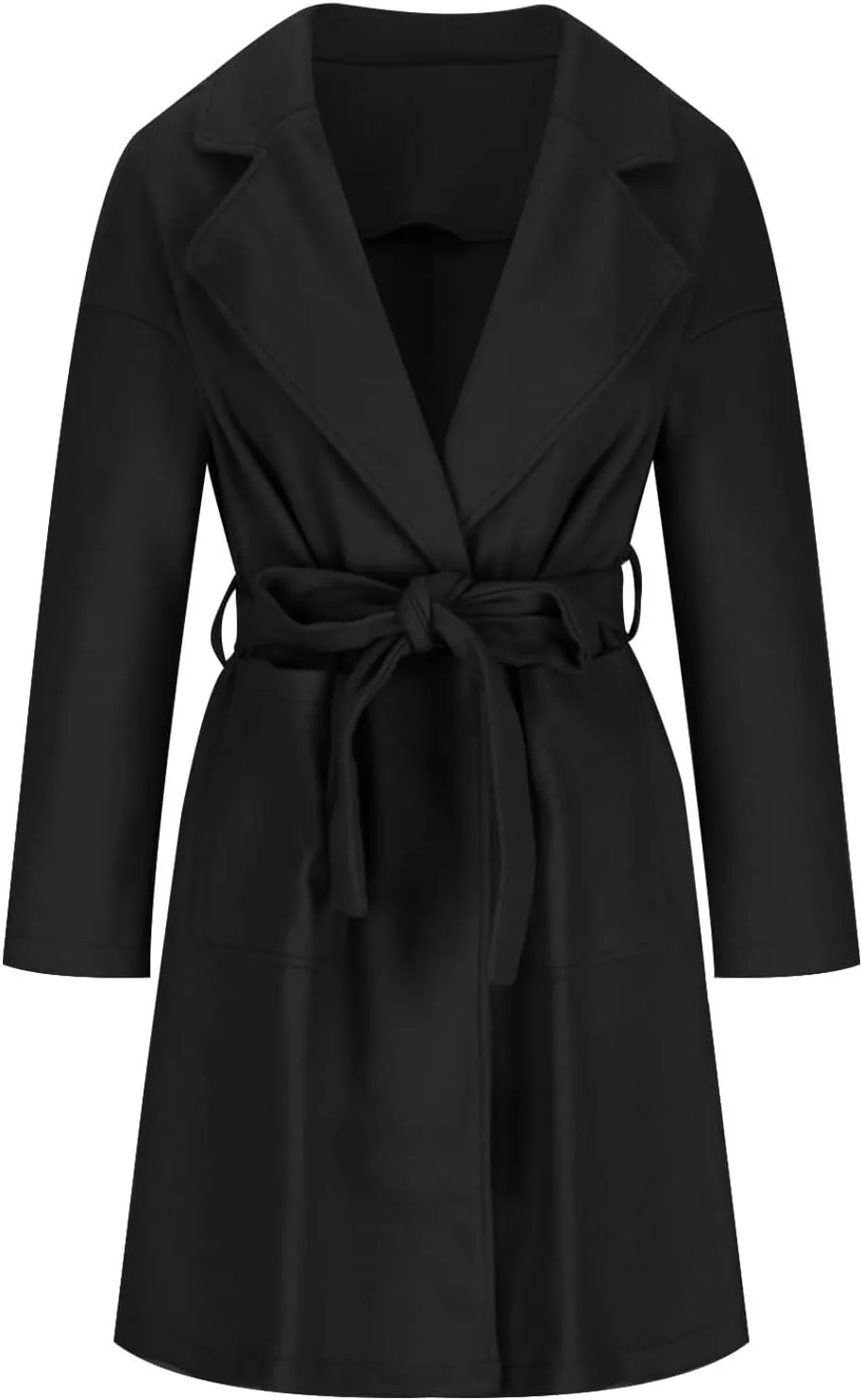 fartey Womens Winter Coats Wool Blend Pea Coats Casual Notch Lapel Double-Breasted Mid Trench Coats Overcoats Outwear