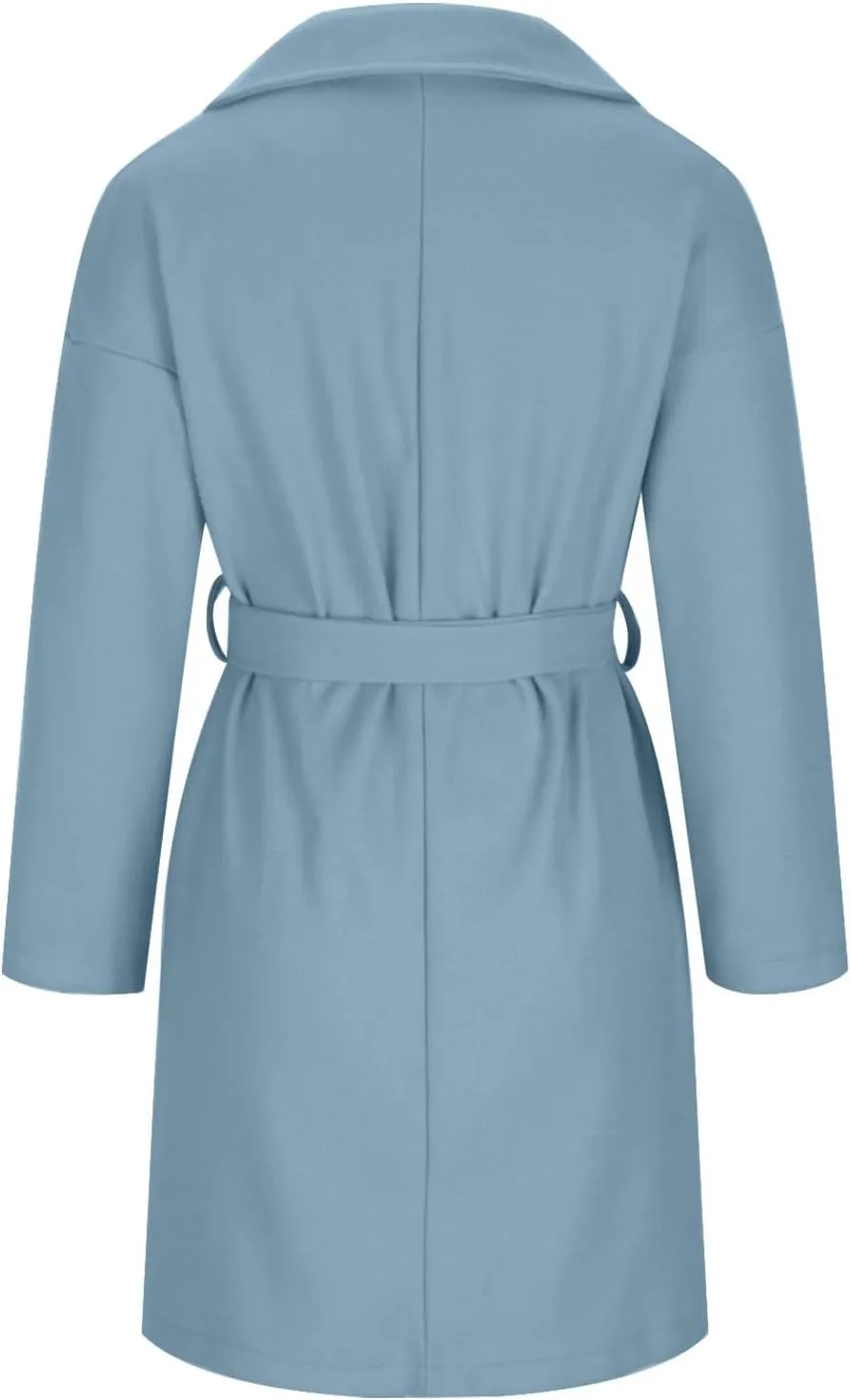 fartey Womens Winter Coats Wool Blend Pea Coats Casual Notch Lapel Double-Breasted Mid Trench Coats Overcoats Outwear
