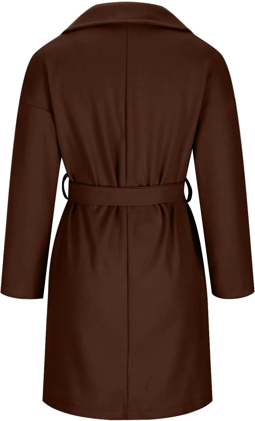 fartey Womens Winter Coats Wool Blend Pea Coats Casual Notch Lapel Double-Breasted Mid Trench Coats Overcoats Outwear