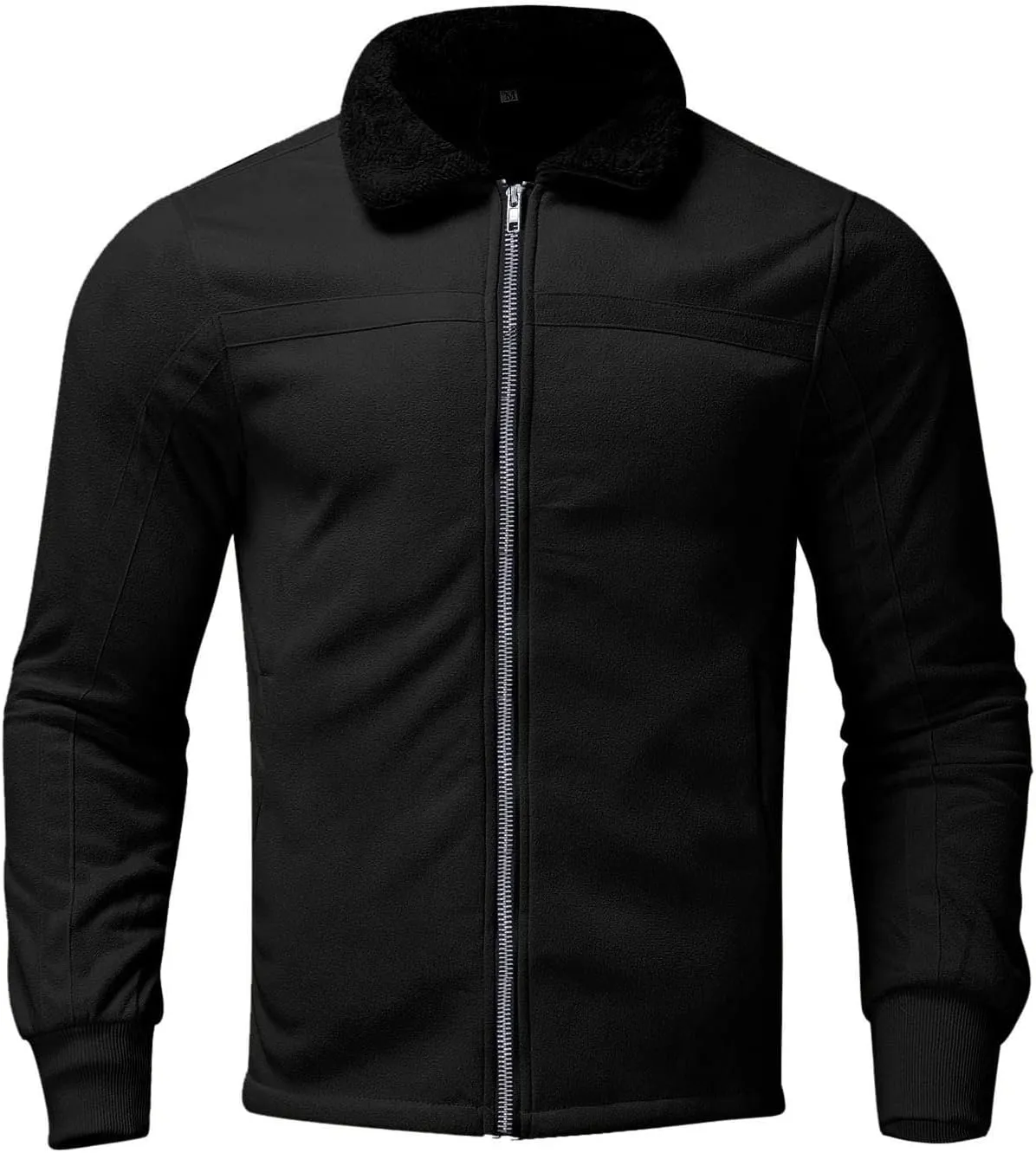Faux Fur Suede Leather Jackets for Men Sherpa Fleece Lined Bomber Jackets Big and Tall Zip Up Motorcycle Jackets