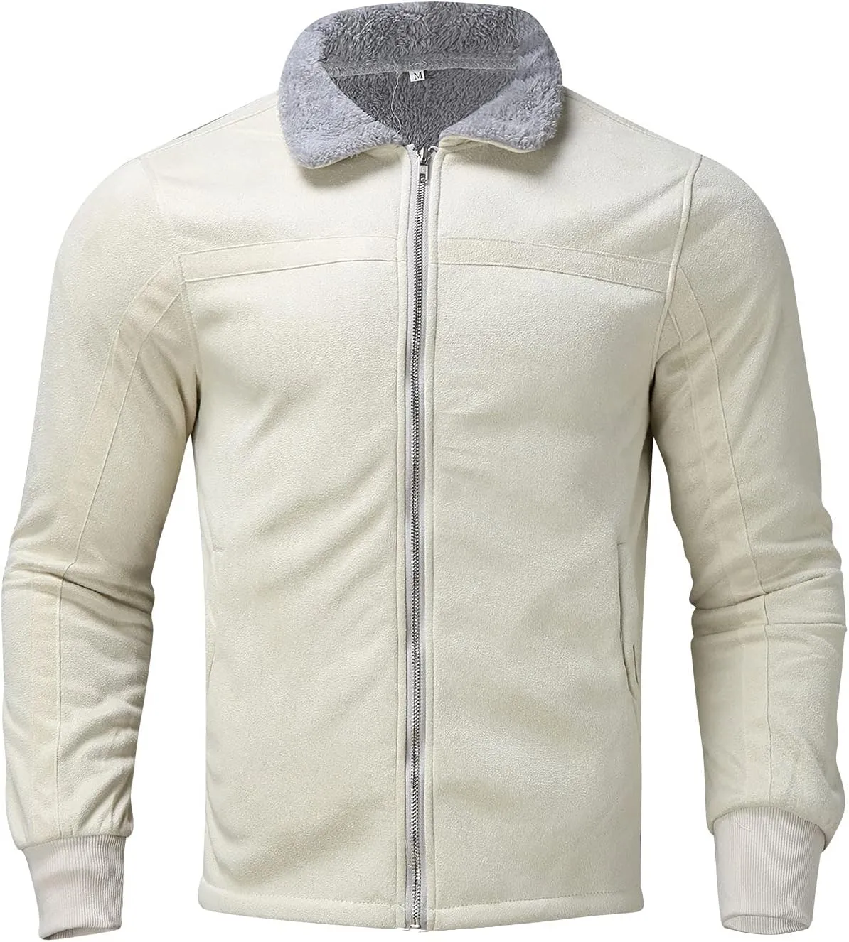 Faux Fur Suede Leather Jackets for Men Sherpa Fleece Lined Bomber Jackets Big and Tall Zip Up Motorcycle Jackets