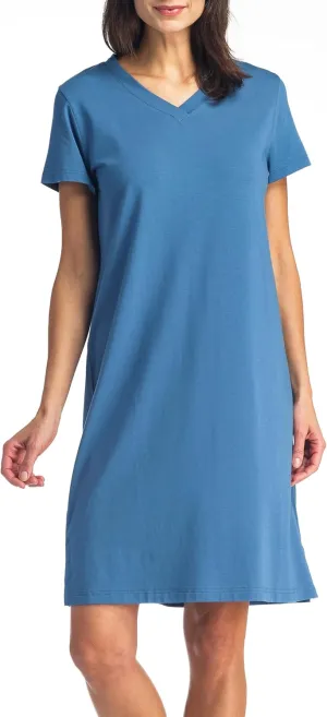 Fishers Finery Women's Organic Cotton and Rayon Blend Short Sleeve Sleep Dress Sleep Shirt