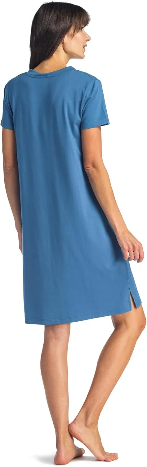 Fishers Finery Women's Organic Cotton and Rayon Blend Short Sleeve Sleep Dress Sleep Shirt