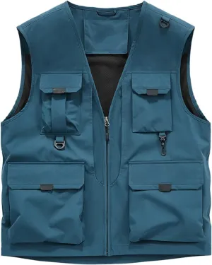Fishing Vests for Men Lightweight Breathable Journalist Photographer Fishing Vest Outdoor Safari Travel Waistcoat Gilet