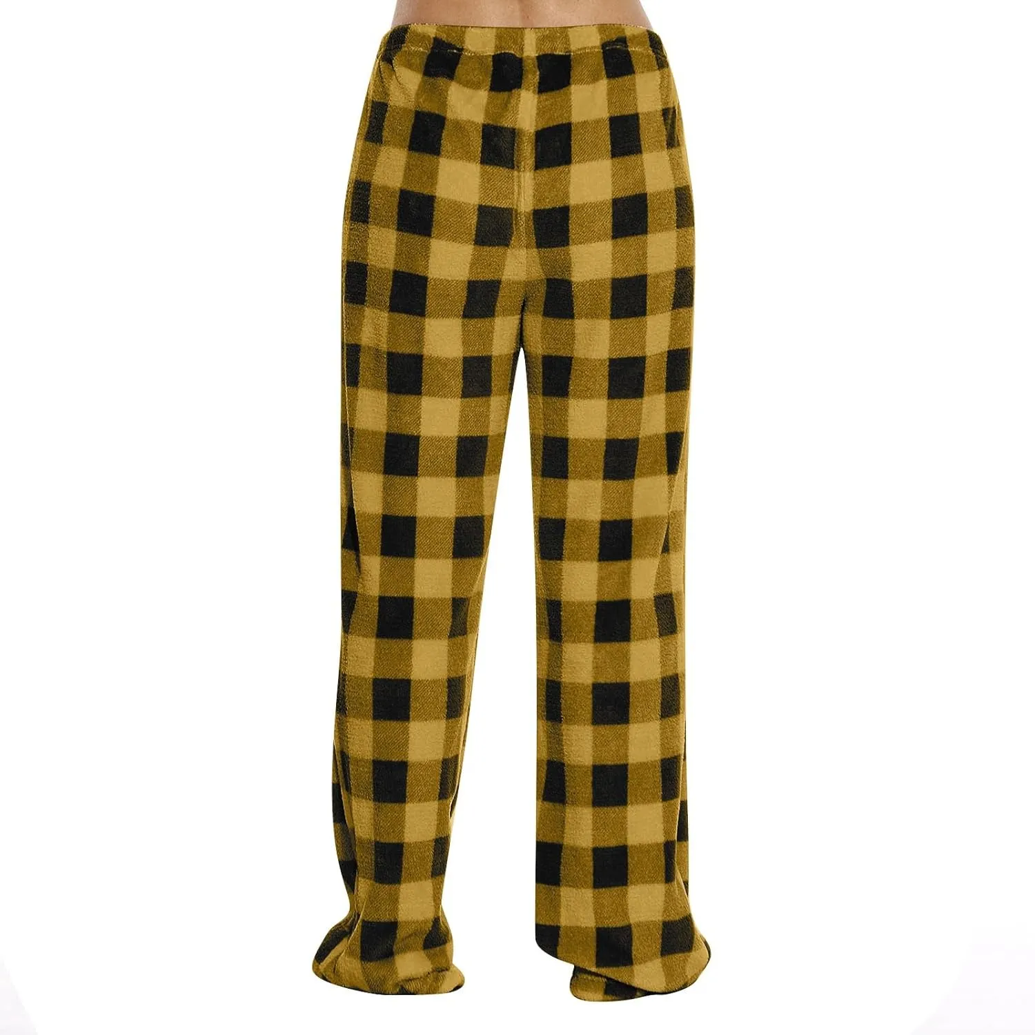 Flannel Pajama Pants Women Soft Comfy Fuzzy Buffalo Plaid Pj Pants Warm Fleece Elastic Waist Wide Leg Lounge Pants