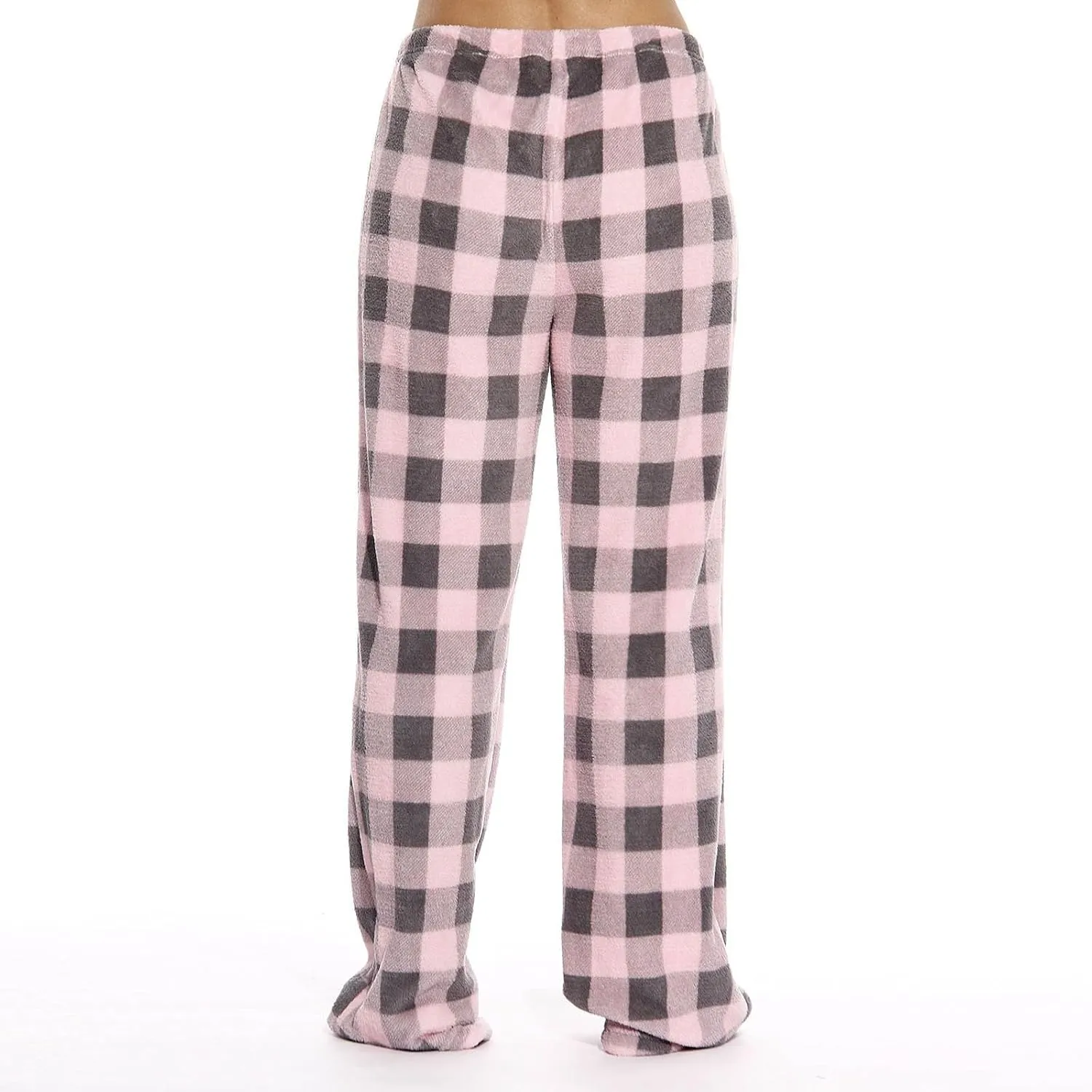 Flannel Pajama Pants Women Soft Comfy Fuzzy Buffalo Plaid Pj Pants Warm Fleece Elastic Waist Wide Leg Lounge Pants