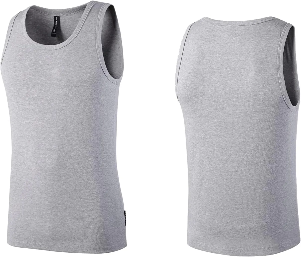 FORBEMK Men's Undershirts Crew Neck Cotton ComfortSoft Sleeveless Ribbed Tank Top Undershirts 3 Pack