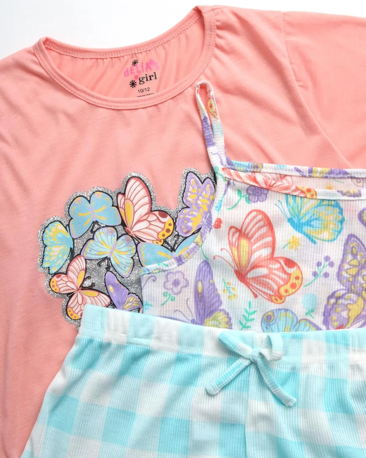 Girls' Pajama Set - 3 Piece Short Sleeve Sleep Shirt, Lounge Pajama Shorts, and Nightgown - Girls' Sleepwear (7-16)
