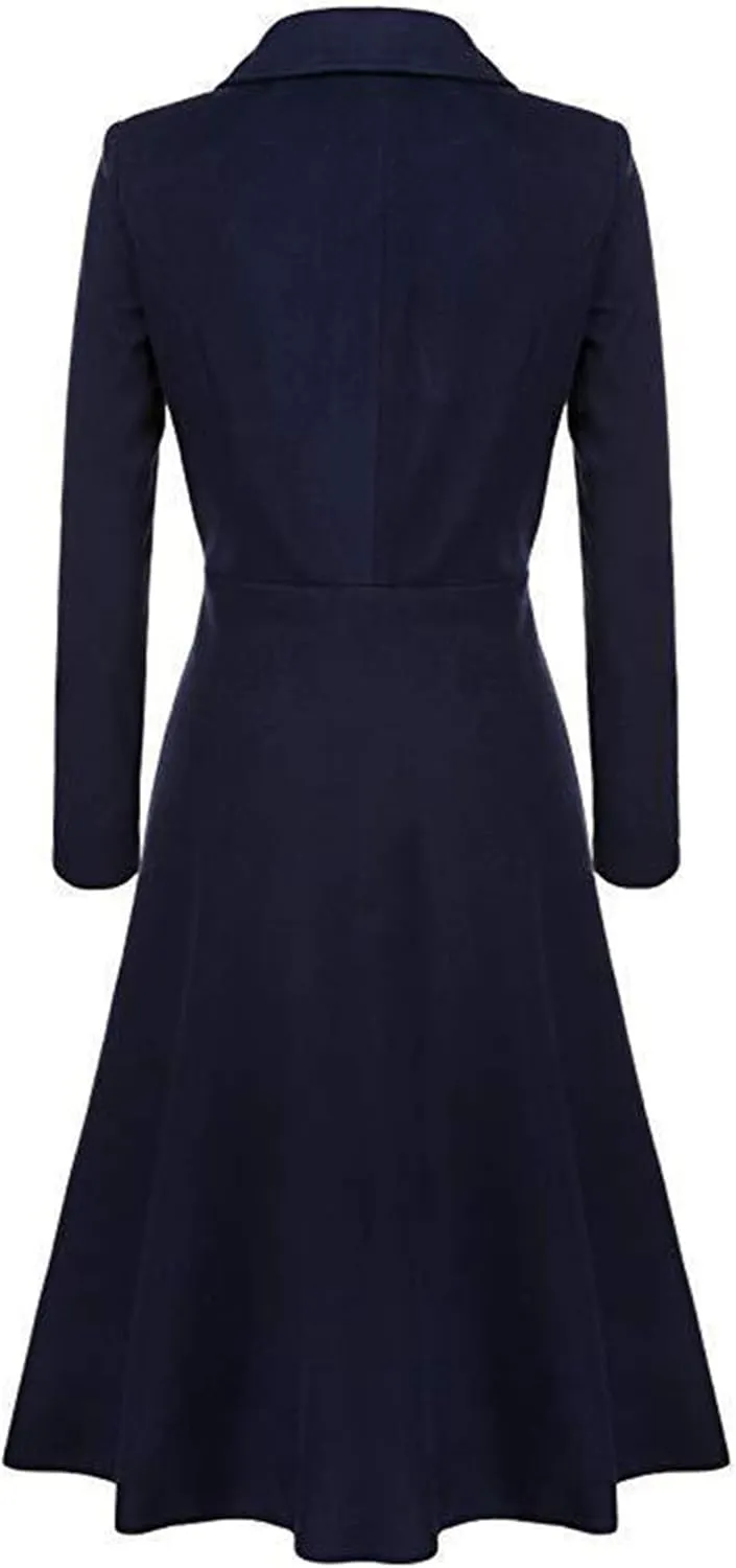 GRASWE Women's Fall Winter Warm Single Breasted Long Wool Coats OverCoats Thin Trench Coats Long Wrap Coats