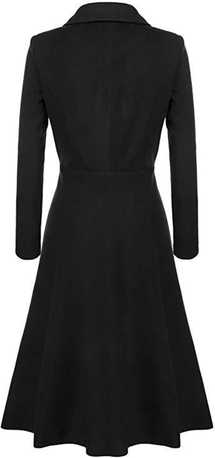 GRASWE Women's Fall Winter Warm Single Breasted Long Wool Coats OverCoats Thin Trench Coats Long Wrap Coats