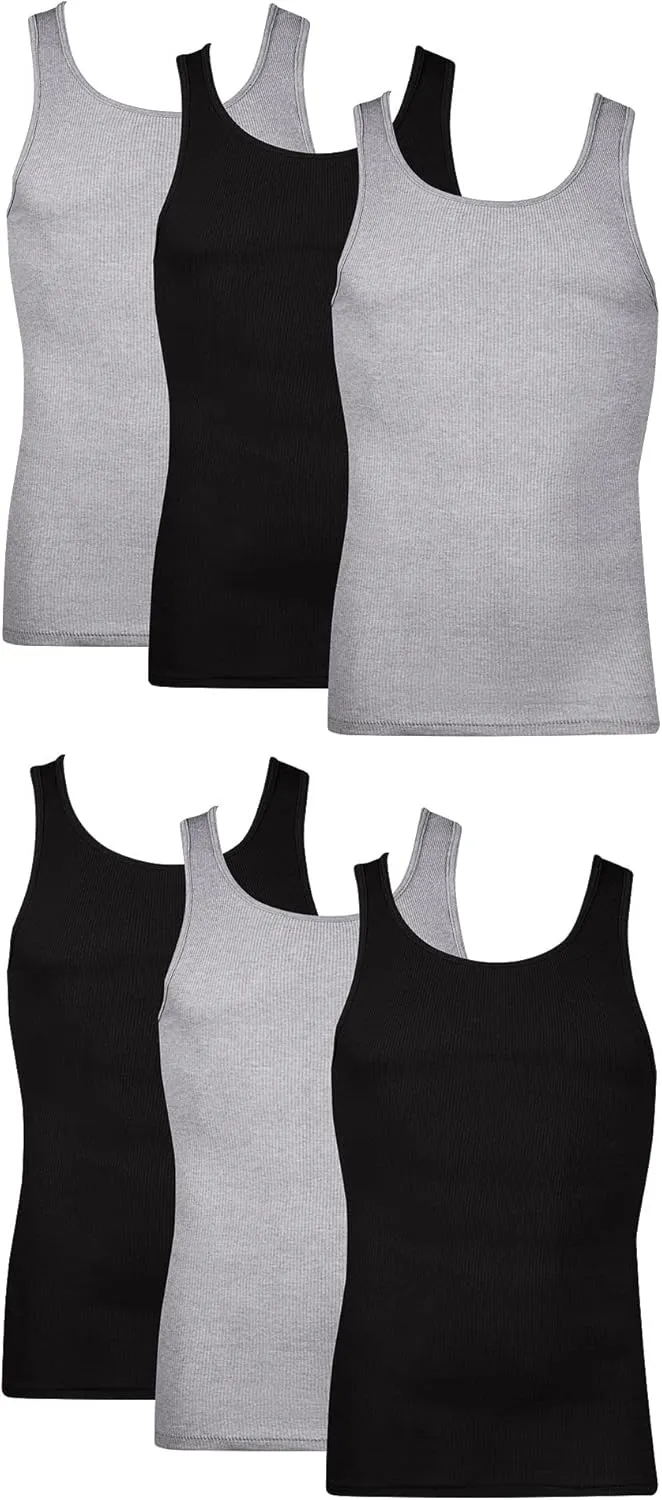 Hanes Men Hanes Men's Cotton Tank Undershirts Pack, Moisture-Wicking Ribbed Tanks, lightweight Cotton Tank Undershirts