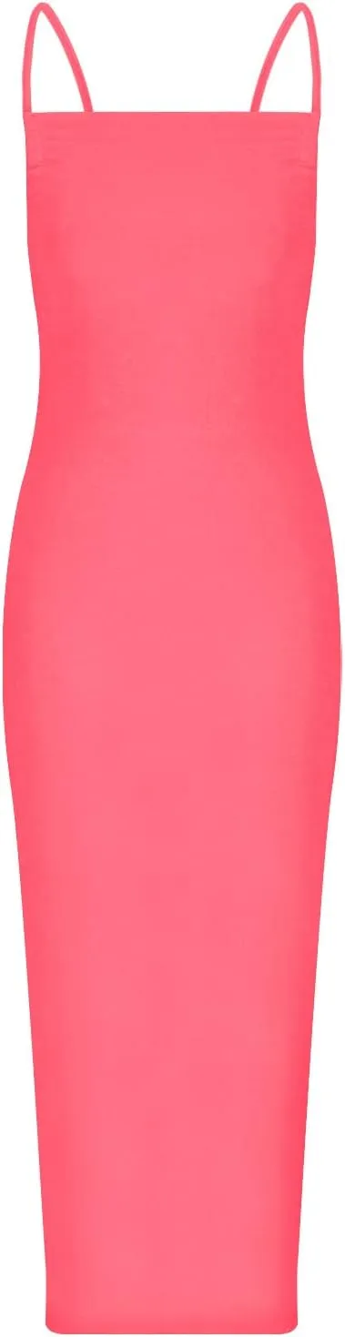 HGps8w Women Sexy Spaghetti Strap Backless Maxi Dresses Halter Lace Up Bodycon Evening Club Cocktail Party Dress