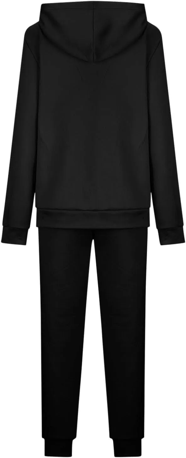hlysgo Two Piece Sets for Women Winter Warm Lounge Set Fleece Lined Long Sleeve Hooded Pullover Drawstring Pants Sweatsuit