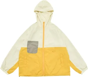 Hooded Jackets Men Windbreaker Patchwork Streetwear Casual Thin Jacket Loose Zipper Outerwear
