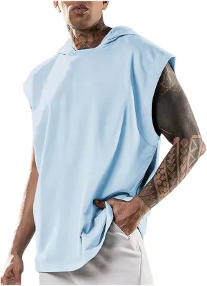Hooded Muscle Tank Tops for Men Workout Sleeveless Gym Hoodies Cut Off Shirt Moisture Wicking Bodybuilding T-Shirt 2025