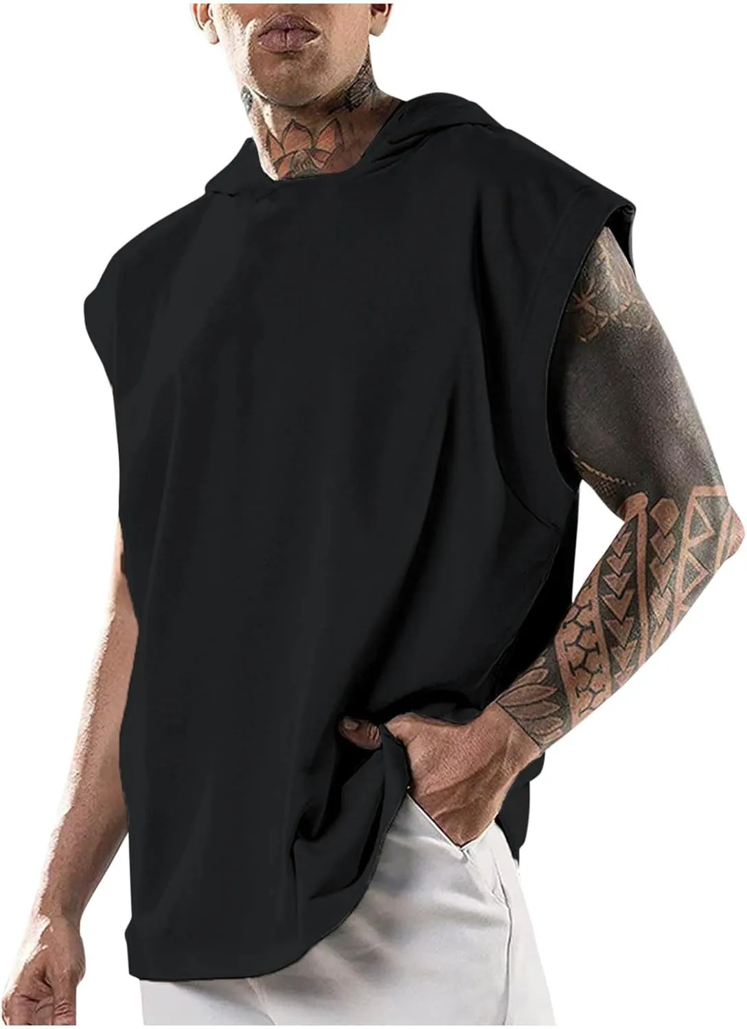 Hooded Muscle Tank Tops for Men Workout Sleeveless Gym Hoodies Cut Off Shirt Moisture Wicking Bodybuilding T-Shirt 2025