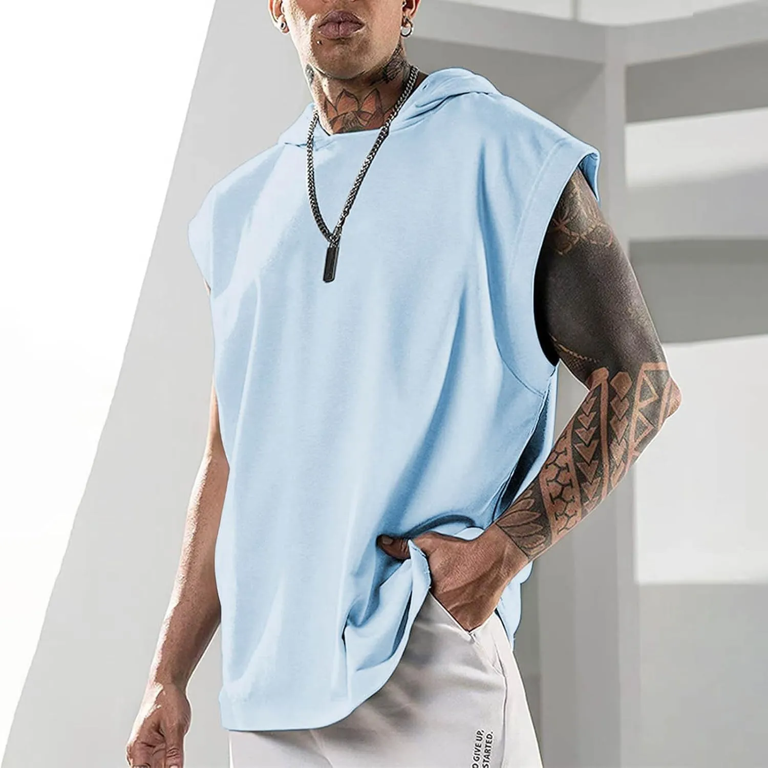 Hooded Muscle Tank Tops for Men Workout Sleeveless Gym Hoodies Cut Off Shirt Moisture Wicking Bodybuilding T-Shirt 2025