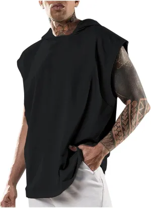Hooded Muscle Tank Tops for Men Workout Sleeveless Gym Hoodies Cut Off Shirt Moisture Wicking Bodybuilding T-Shirt 2025