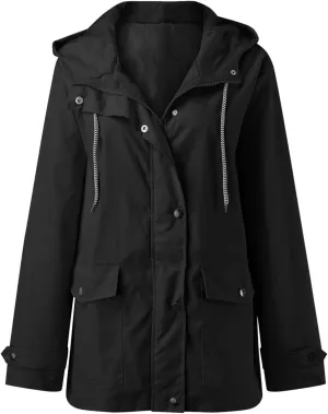 Hooded Trench Coats, Windbreaker Travel Jacket, Womens Jackets, Hiking Jackets for Women, Ladies Lightweight Jackets