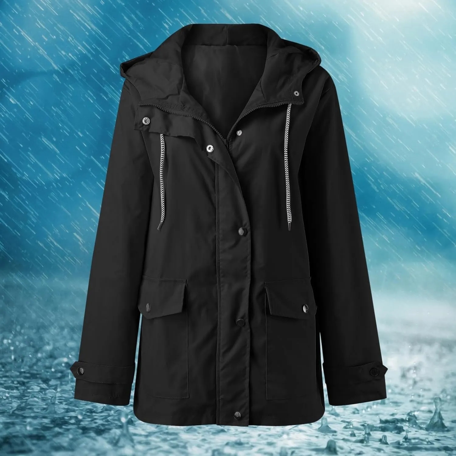Hooded Trench Coats, Windbreaker Travel Jacket, Womens Jackets, Hiking Jackets for Women, Ladies Lightweight Jackets