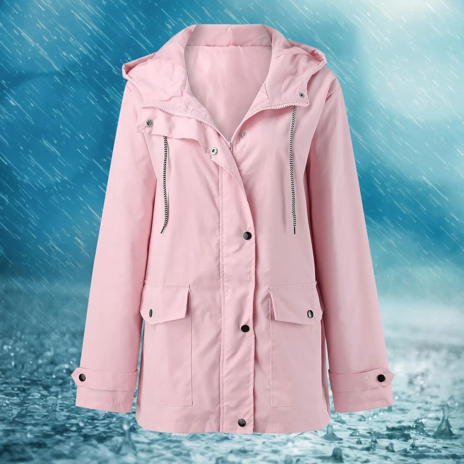 Hooded Trench Coats, Windbreaker Travel Jacket, Womens Jackets, Hiking Jackets for Women, Ladies Lightweight Jackets