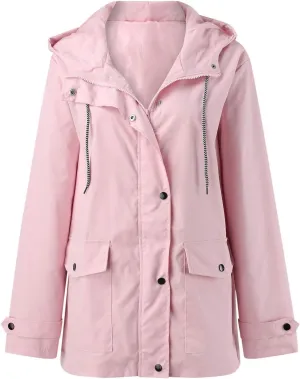 Hooded Trench Coats, Windbreaker Travel Jacket, Womens Jackets, Hiking Jackets for Women, Ladies Lightweight Jackets