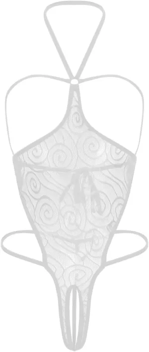 HTHJSCO Lingerie Women Sexy Lace Babydoll Sleepwear Transparent Perspective Open file Corset Teddy Underwear Nightwear