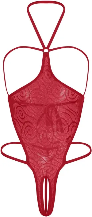 HTHJSCO Lingerie Women Sexy Lace Babydoll Sleepwear Transparent Perspective Open file Corset Teddy Underwear Nightwear