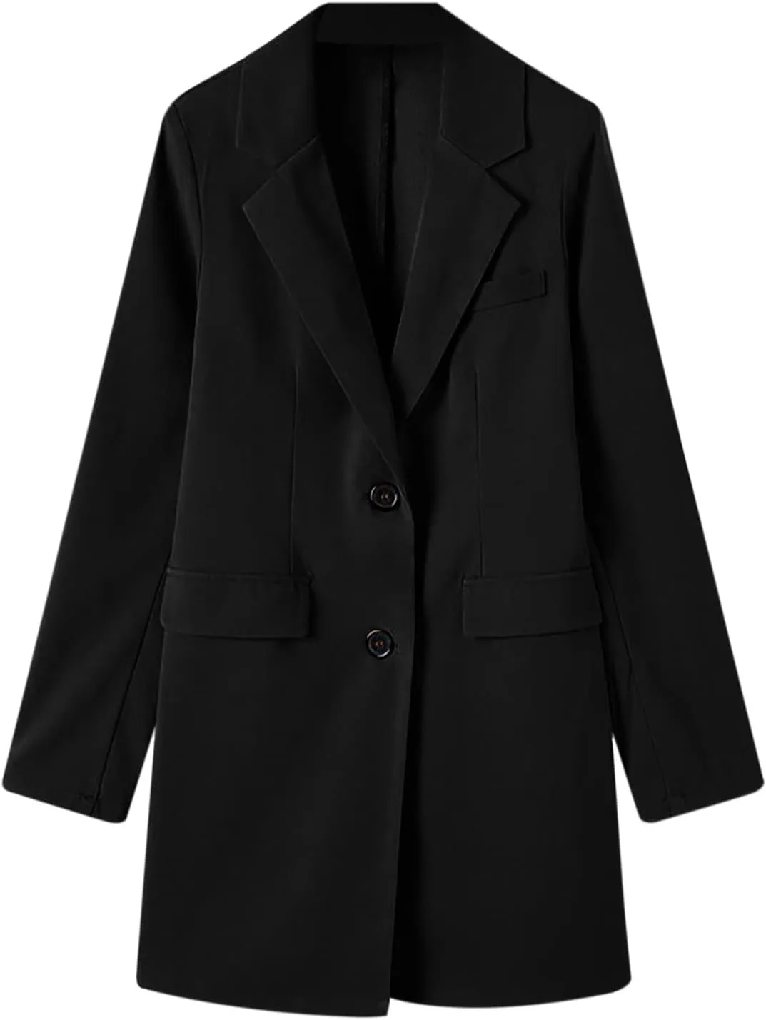 Hvyesh Women's Long Wool Blend Pea Coat Winter Casual Overcoat Notched Lapel Collar Trench Coat Belted Long Jacket Outerwear