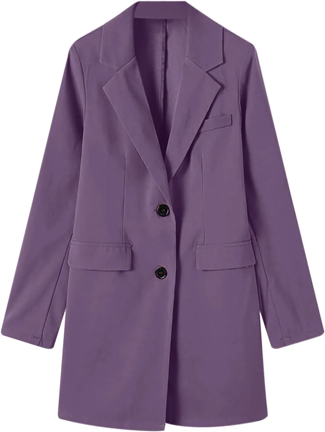 Hvyesh Women's Long Wool Blend Pea Coat Winter Casual Overcoat Notched Lapel Collar Trench Coat Belted Long Jacket Outerwear