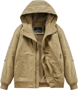Jackets for Men Sherpa Lined Outdoor Work Jackets Coats Plus Size Full Zip Casual Bomber Jackets Winter Outerwear Coat