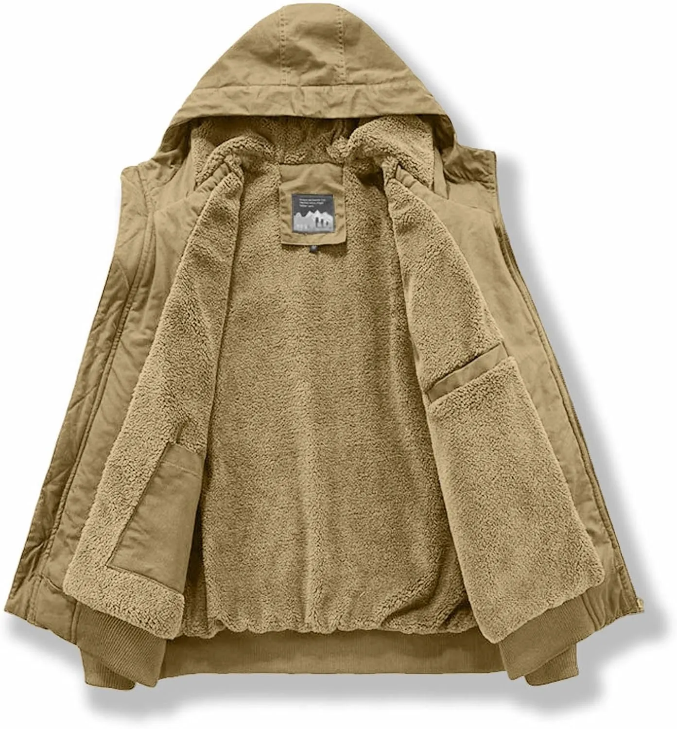 Jackets for Men Sherpa Lined Outdoor Work Jackets Coats Plus Size Full Zip Casual Bomber Jackets Winter Outerwear Coat