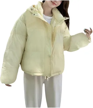 Jackets for Women Fashion Loose Hooded Puffer Jackets Winter Windproof Warm down Jackets Lightweight Quilted Coats