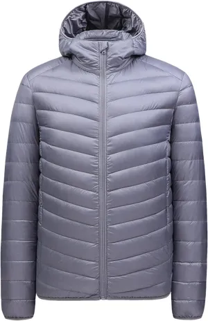 JEShifangjiusu Men’S Packable Down Jacket Lightweight Winter Warm Down Coat Puffer Jacket Water-Resistant Outerwear Coats, Grey, 4X-Large