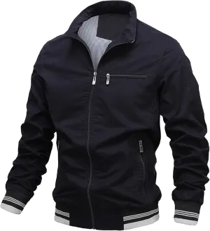 JEsilunmaMY Men's Wash Cotton Cargo Casual Jackets Zip Front Stand Collar Military Jackets Winter Bomber Jackets Windbreaker