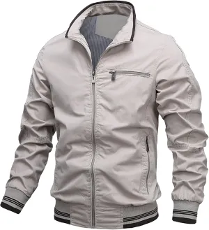 JEsilunmaMY Men's Wash Cotton Cargo Casual Jackets Zip Front Stand Collar Military Jackets Winter Bomber Jackets Windbreaker