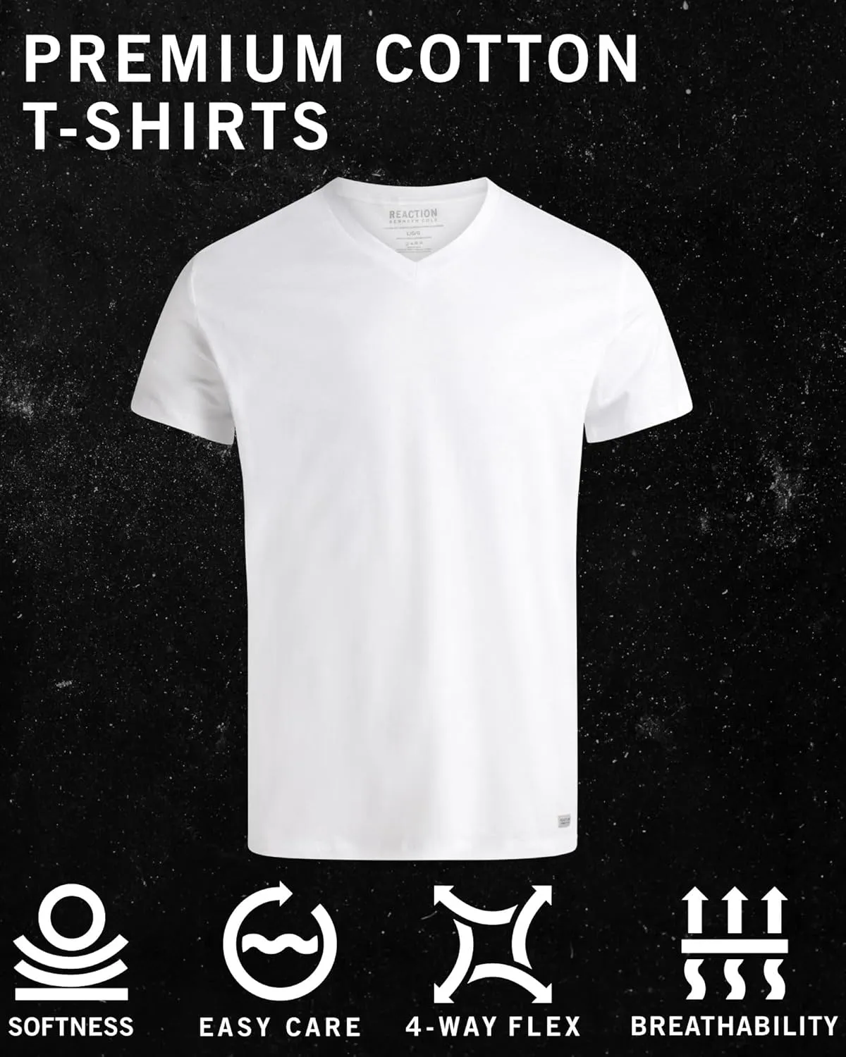 Kenneth Cole Men's Undershirt - 100% Cotton Short Sleeve T-Shirt - 3 Pack Plain White T-Shirt for Men, Crewneck/V-Neck (S-XL)