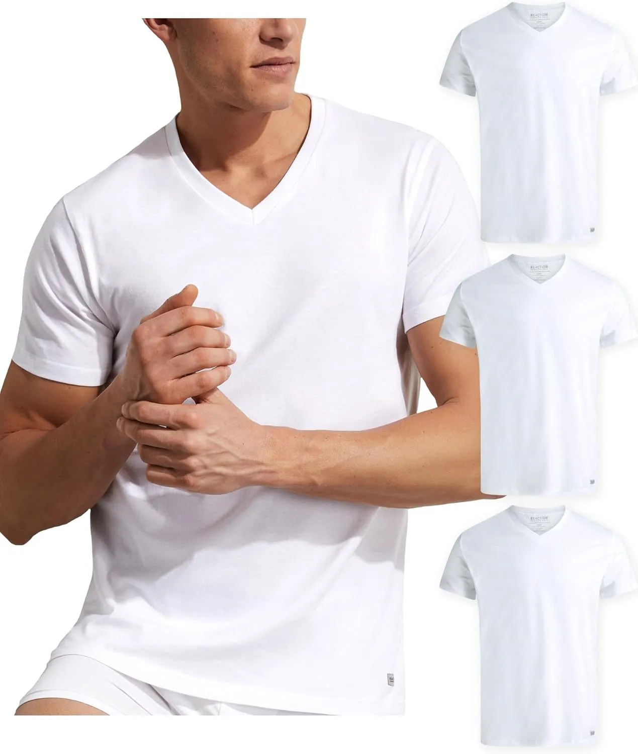 Kenneth Cole Men's Undershirt - 100% Cotton Short Sleeve T-Shirt - 3 Pack Plain White T-Shirt for Men, Crewneck/V-Neck (S-XL)