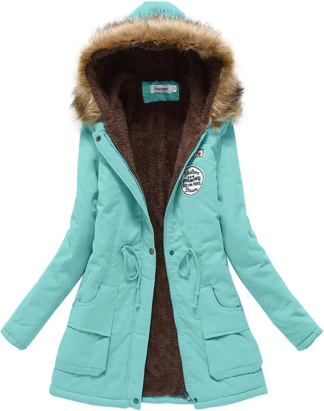 LCMTWX Winter Coats for Women Hooded Warm Winter Coats Outwear Winter Women's Coat Color Block Patchwork Cardigan Coats