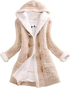 LCMTWX Winter Coats for Women Hooded Warm Winter Coats Outwear Winter Women's Coat Color Block Patchwork Cardigan Coats