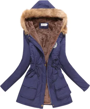 LCMTWX Winter Coats for Women Hooded Warm Winter Coats Outwear Winter Women's Coat Color Block Patchwork Cardigan Coats