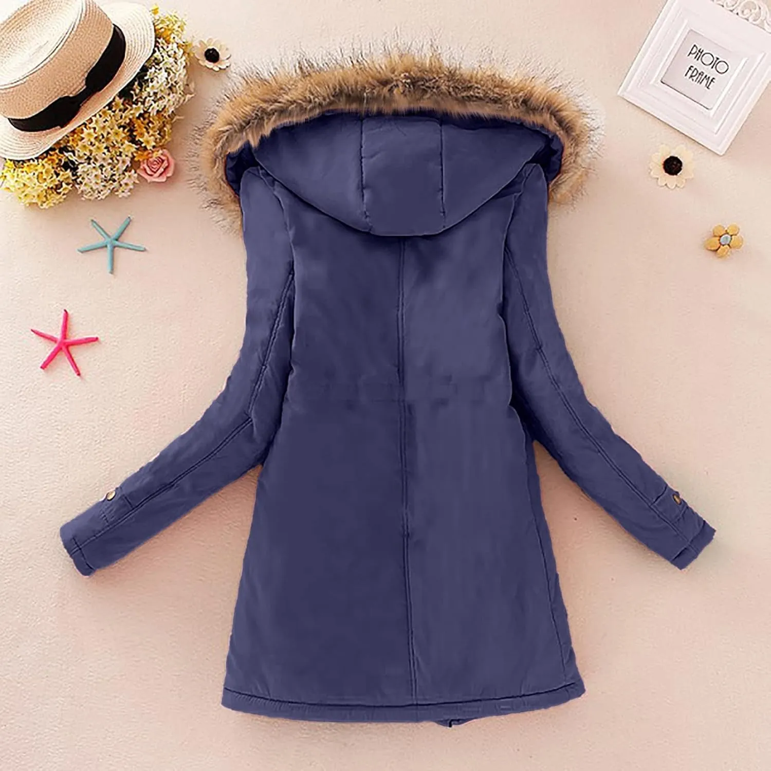 LCMTWX Winter Coats for Women Hooded Warm Winter Coats Outwear Winter Women's Coat Color Block Patchwork Cardigan Coats